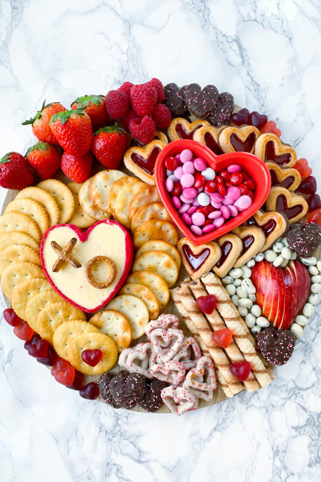 Family Friendly Valentines Snack Board